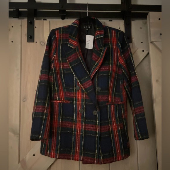 NWT FORE Tweed Double Breasted Tartan Blazer - Picture 8 of 11